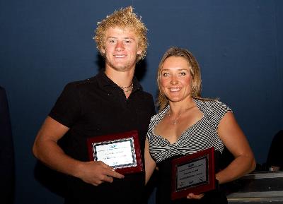 Awards made in Mandurah to Tournament Skiers of the Year 2011 to Timothy Bradstreet AUS and Natalia Berdnikova BLR
